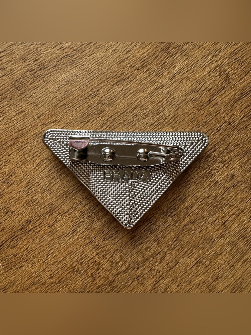 Prada Black and Silver Triangle Logo Pin - Picture 2 of 2